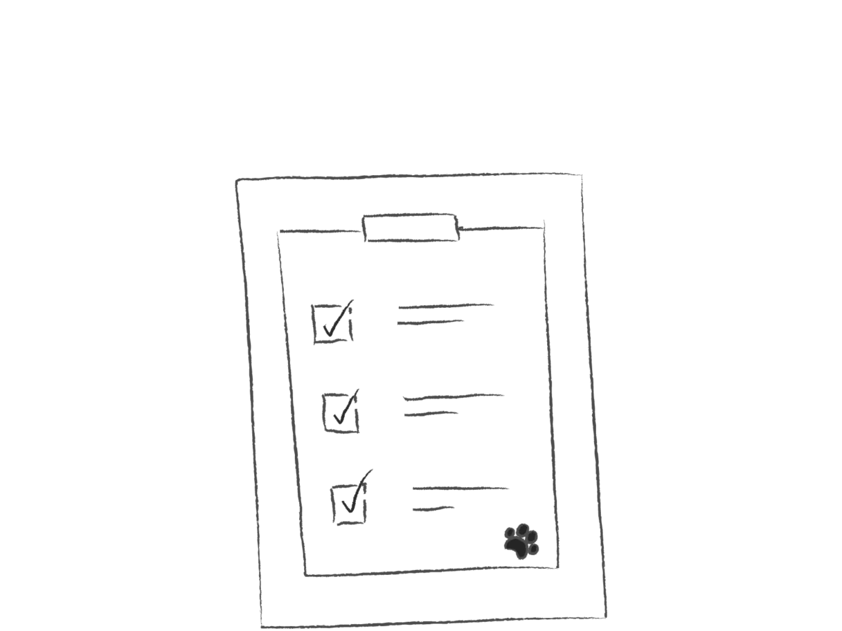 Illustration eines Klemmbretts mit einer Checkliste – Symbol für einen individuellen Futterplan.